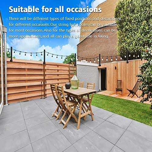 ailbton 4 Pack Suspension Outdoor String light poles for Outside String Lights hanging,with Clip and holder,light Post Mounting Stand for Patio