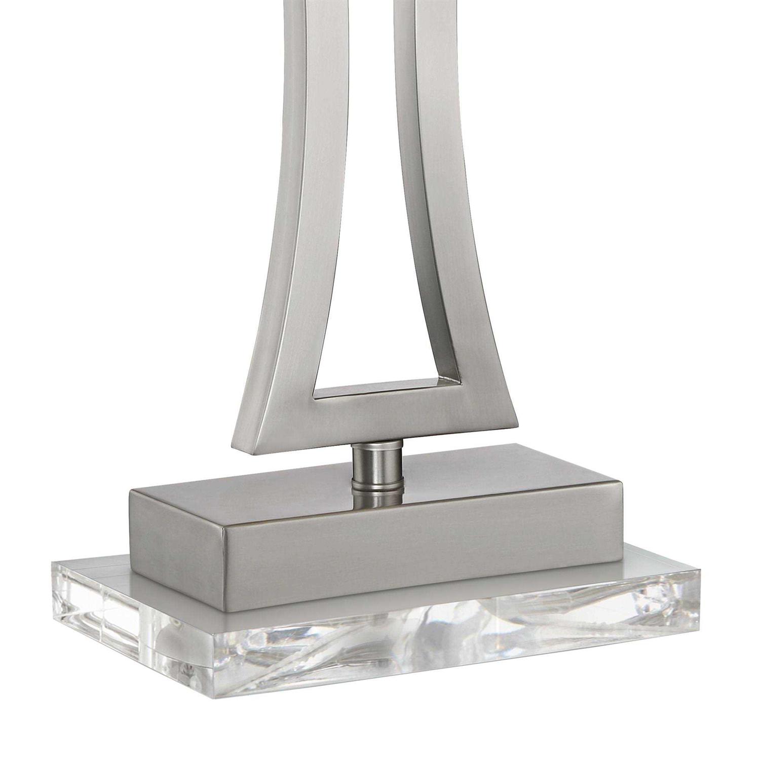 360 Lighting Roxie Modern Table Lamps 31 Tall Set of 2 Brushed Nickel Off White Fabric Rectangular Shade for Bedroom