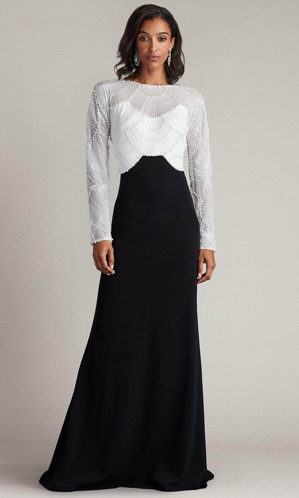 Pearl Embellished Long Sleeve Evening Gown