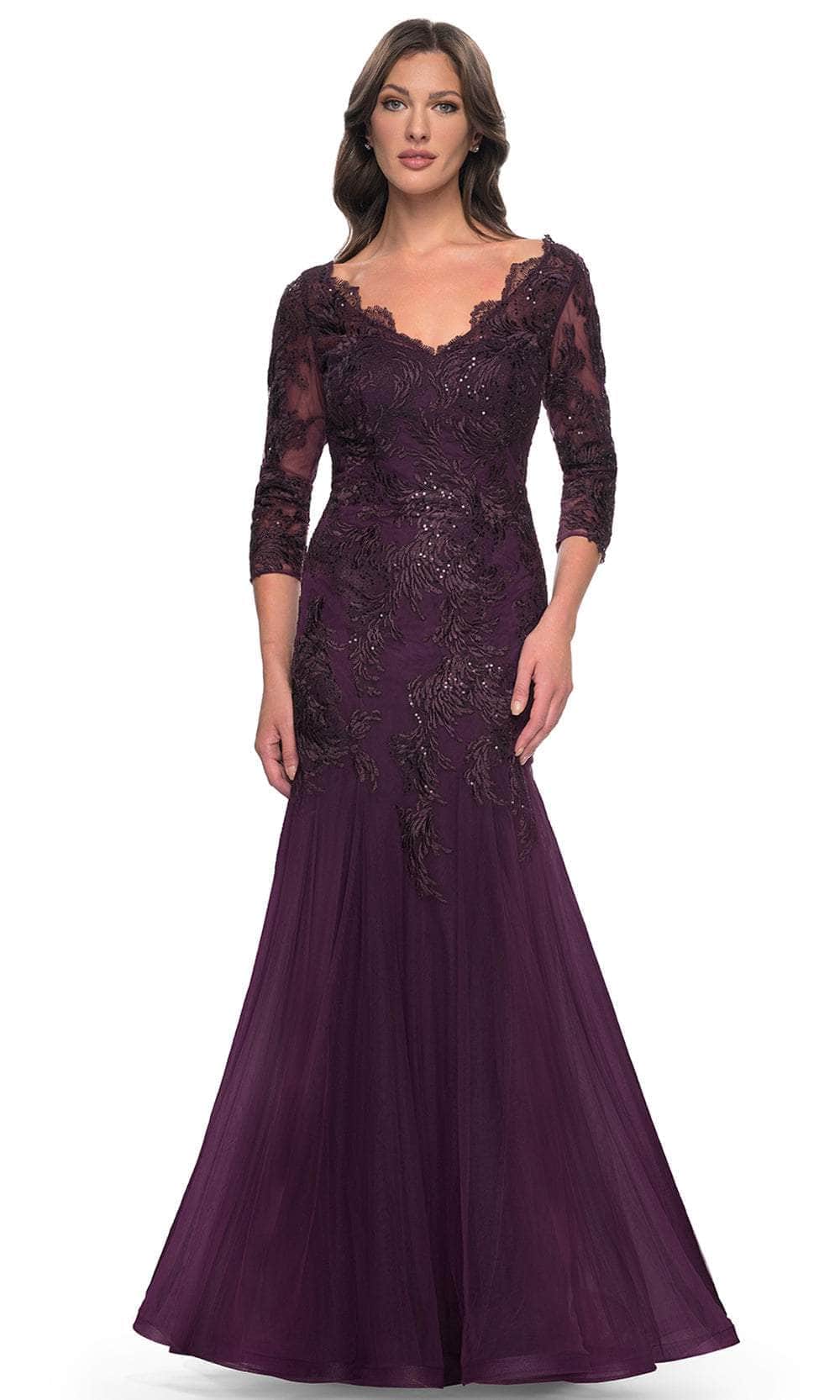 Quarter Sleeve Sequin Lace Formal Dress