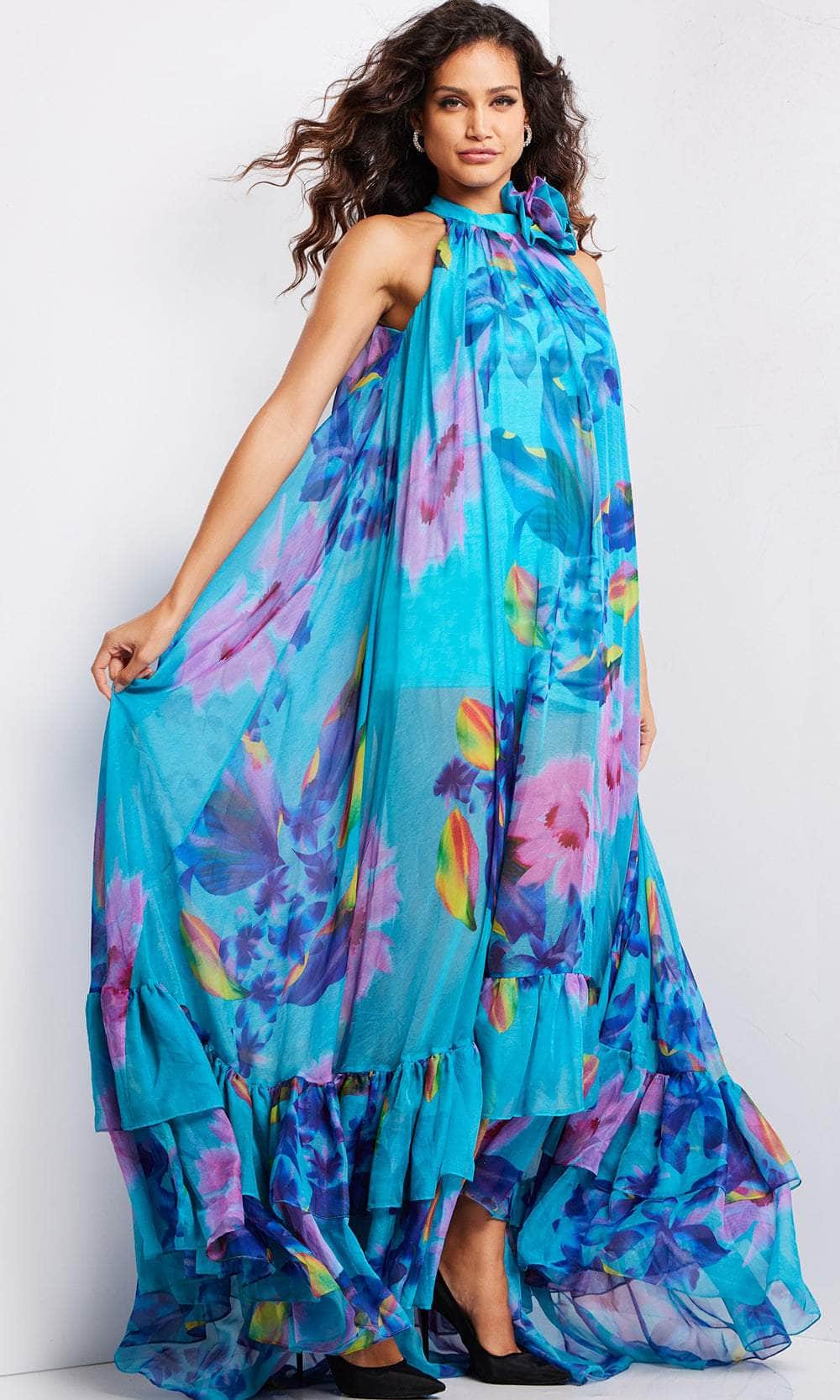 Floral Print Jewel Neck Dress