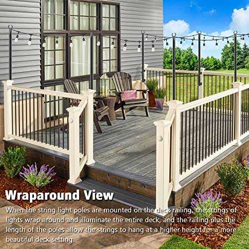 beizelte 2 pack 4 ft string light poles,hanging light poles for outside string lights,with fixing clips and suspended base,fr