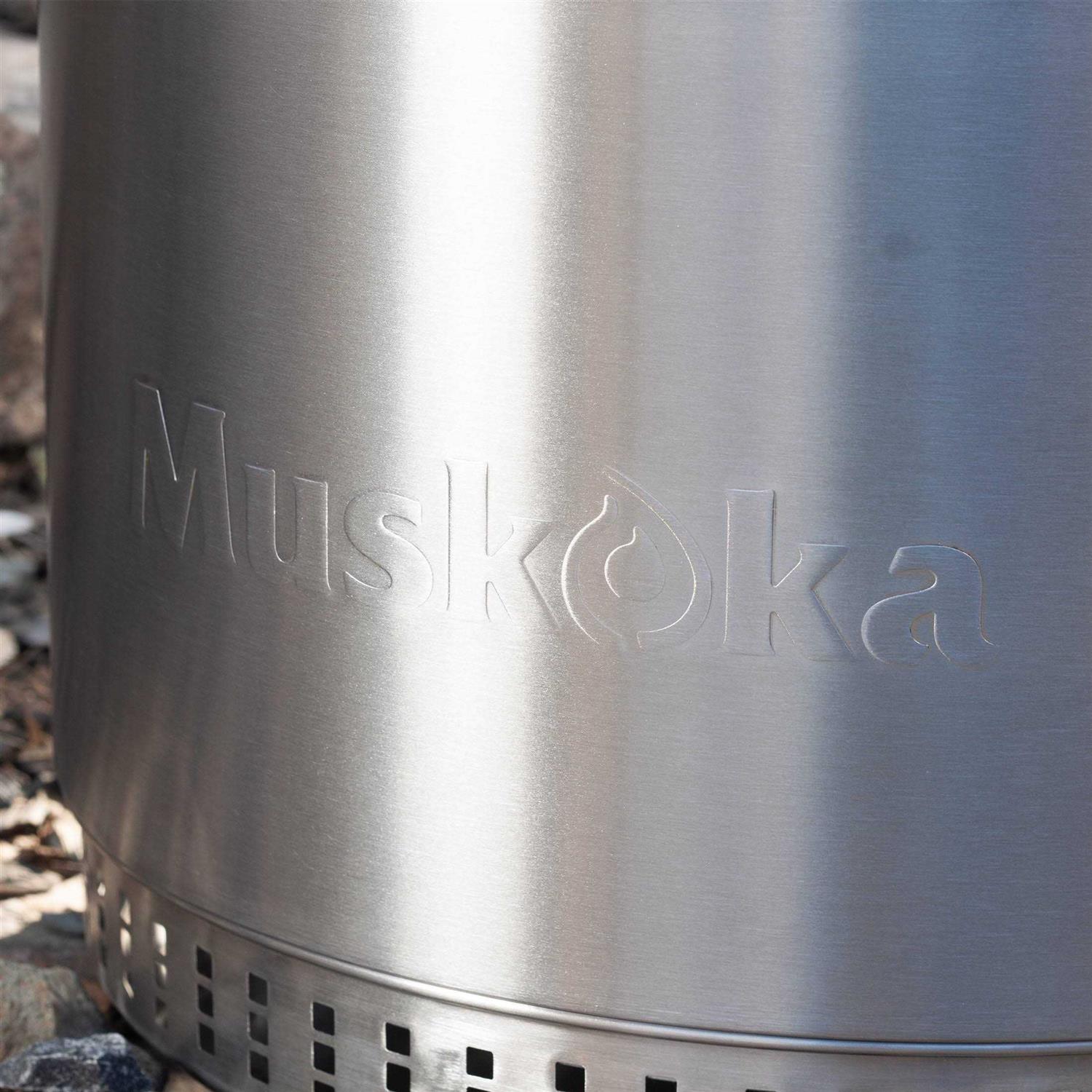 Muskoka 19.5 Stainless Steel Smokeless Wood Burning Fire Pit with Protective Cover