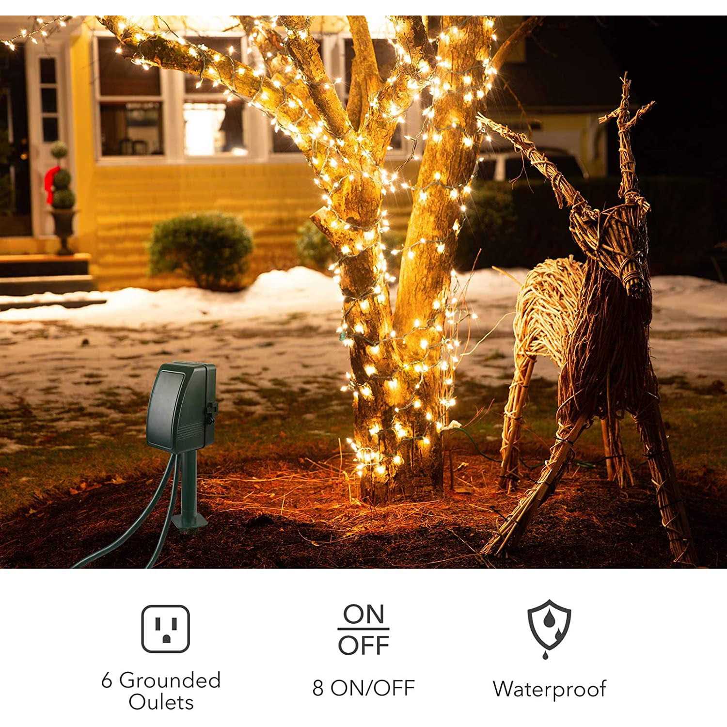 7 Day Heavy Duty Outdoor Digital Stake Timer 6 Outlets BN-LINK