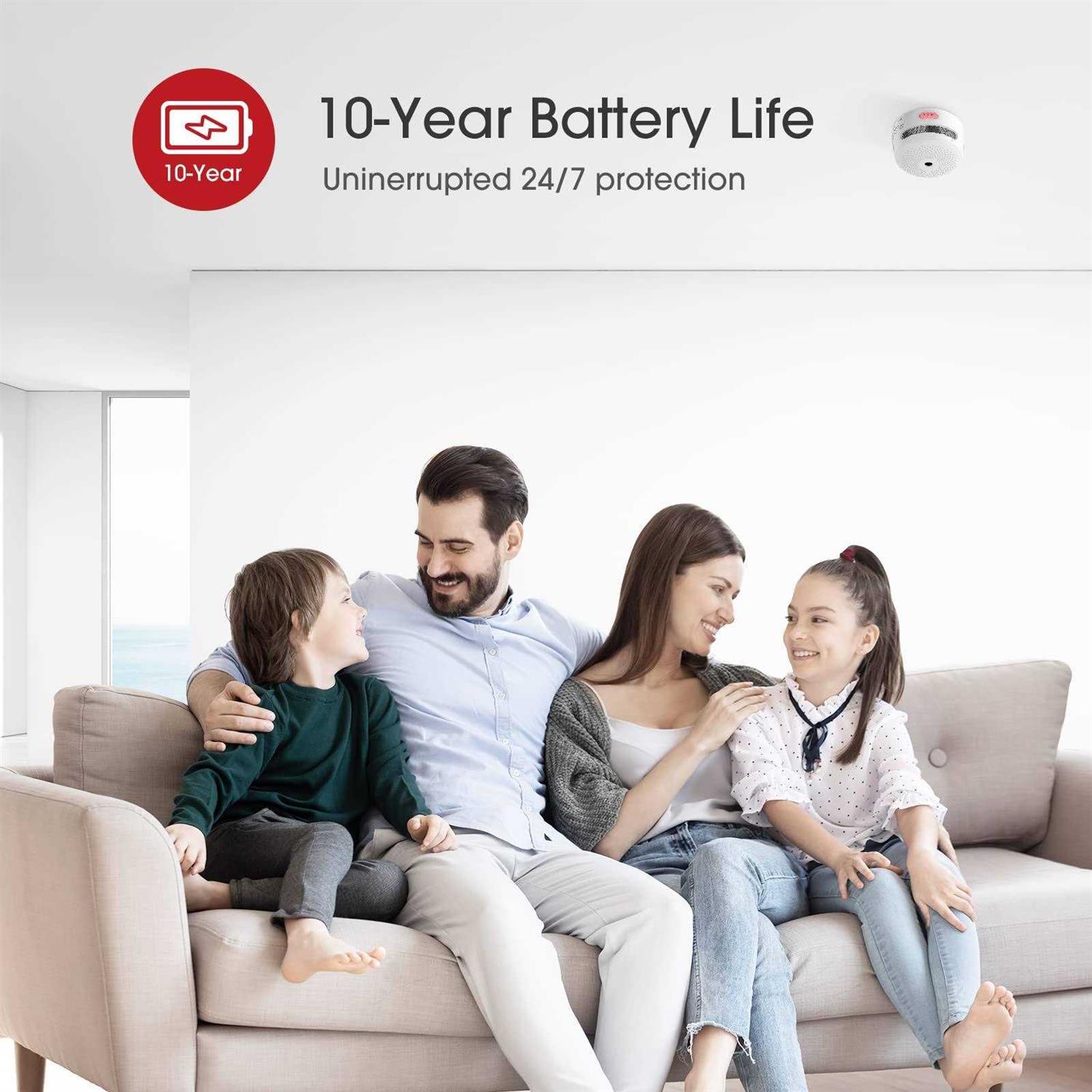 X-Sense Mini Smoke Alarm 10-Year Battery Fire Alarm Smoke Detector with LED Indicator & Silence Button