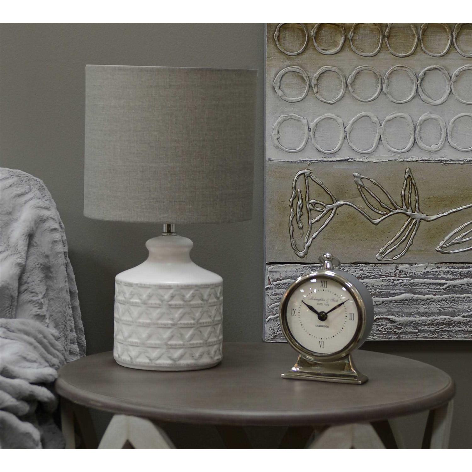 Better Homes & Gardens Diamond Weave Ceramic Table Lamp with LED Bulb Distressed White