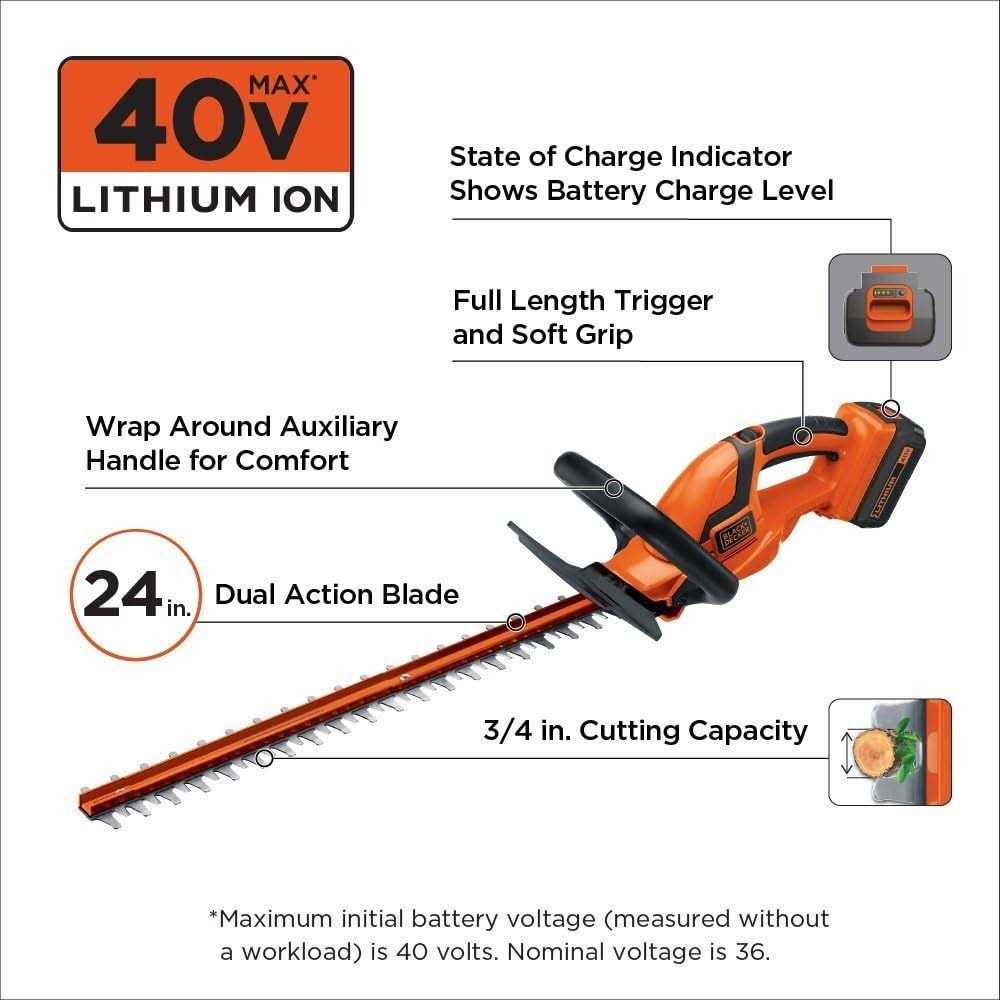 BLACK+DECKER 24 in. 40V Max Lithium-Ion Cordless Hedge Trimmer