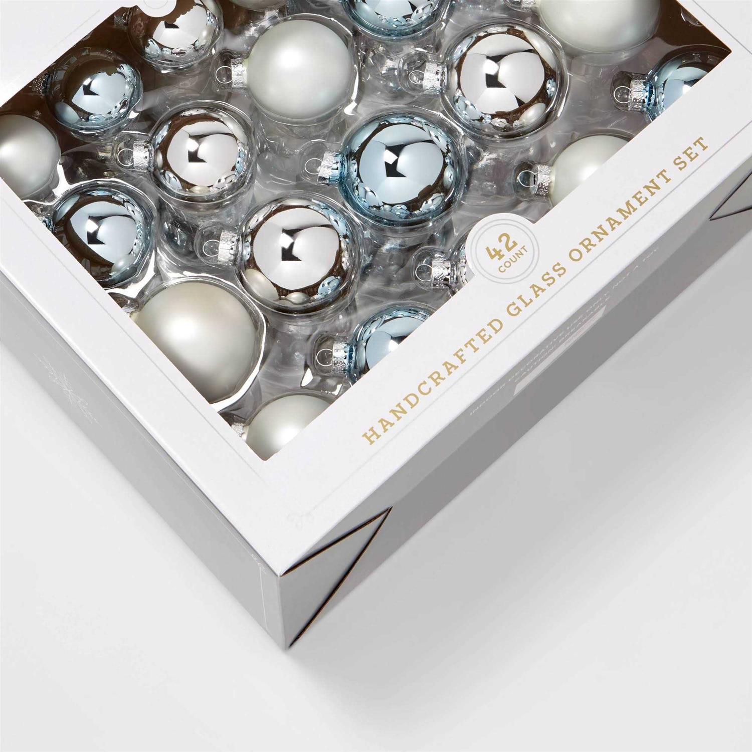 Wondershop 42ct Round Glass Christmas Tree Ornament Set