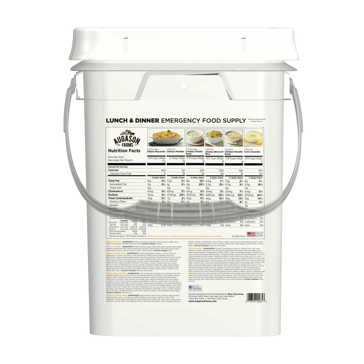 Augason Farms Emergency Food Supply Lunch Dinner Pail