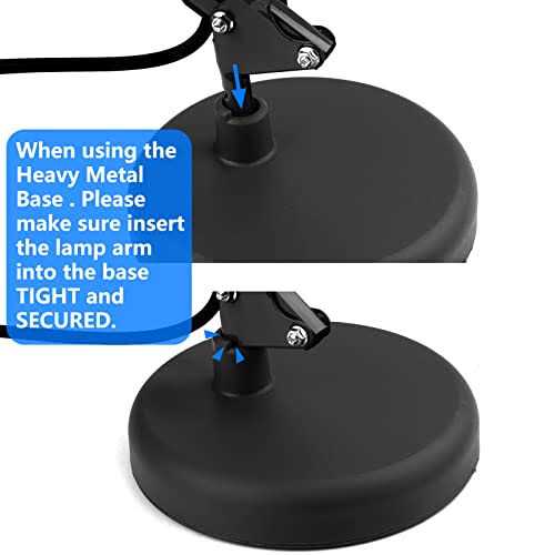 AmeriTop Metal Desk Lamp, Adjustable Goose Neck Swing Arm Table Lamp with Interchangeable Base Or Clamp