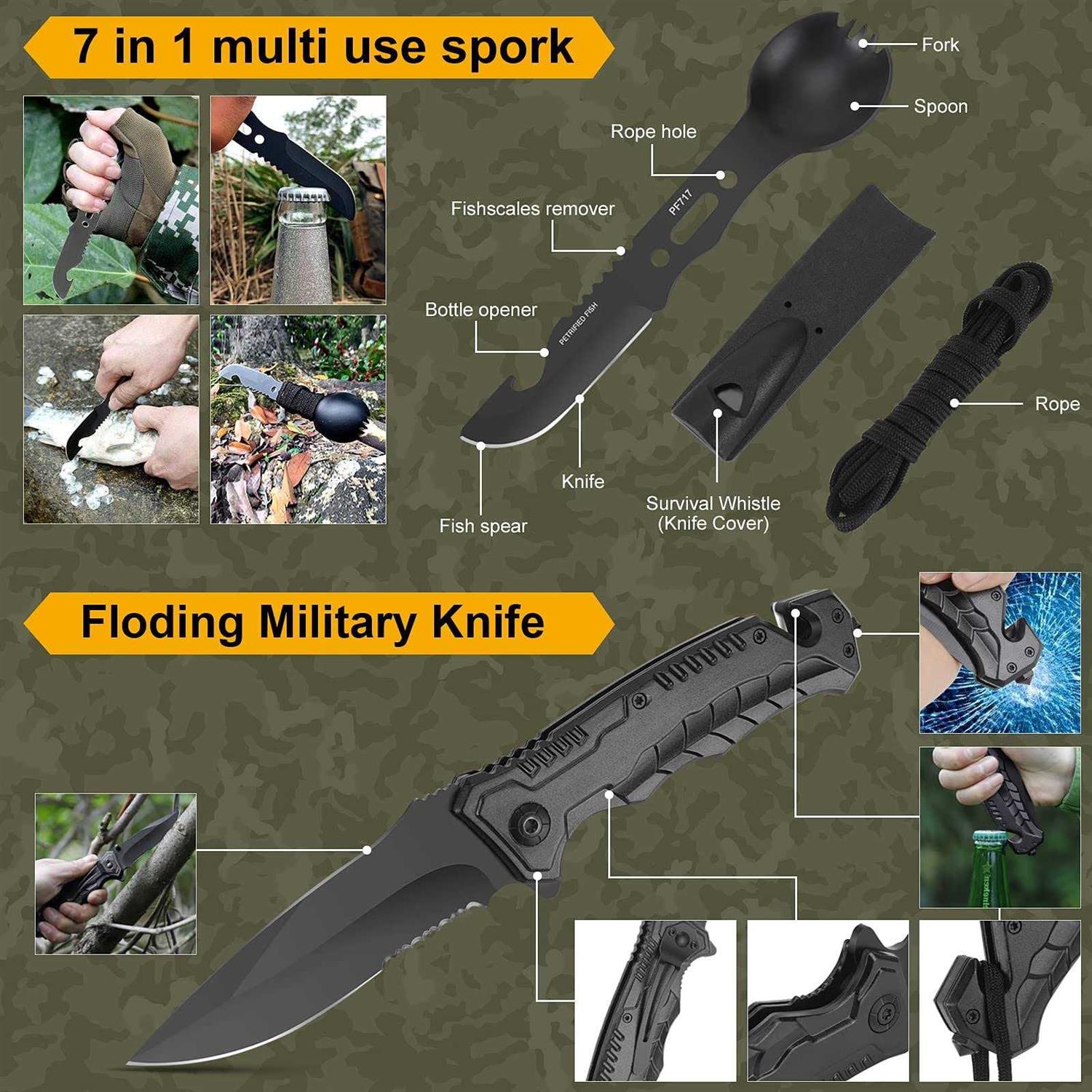 Survival Kits, 16 Pcs Survival Gear and Equipment