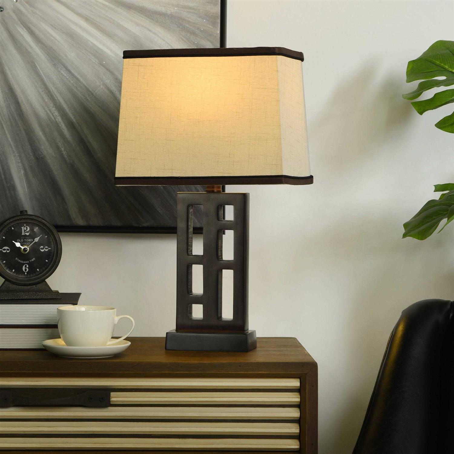 Better Homes & Gardens Walnut Open Works Lamp with Shade