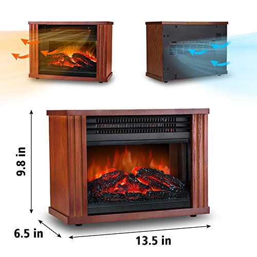 Lifeplus Electric Fireplace Heater Portable Wood Fireplace Stove with 3d Realistic Dancing Flame Effect