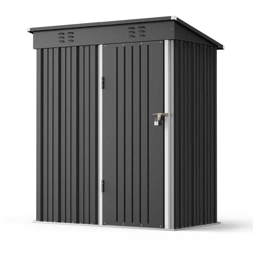 Aiho 5’x 3′ Metal Outdoor Storage Shed with Lockable Door for Garden Backyard Patio