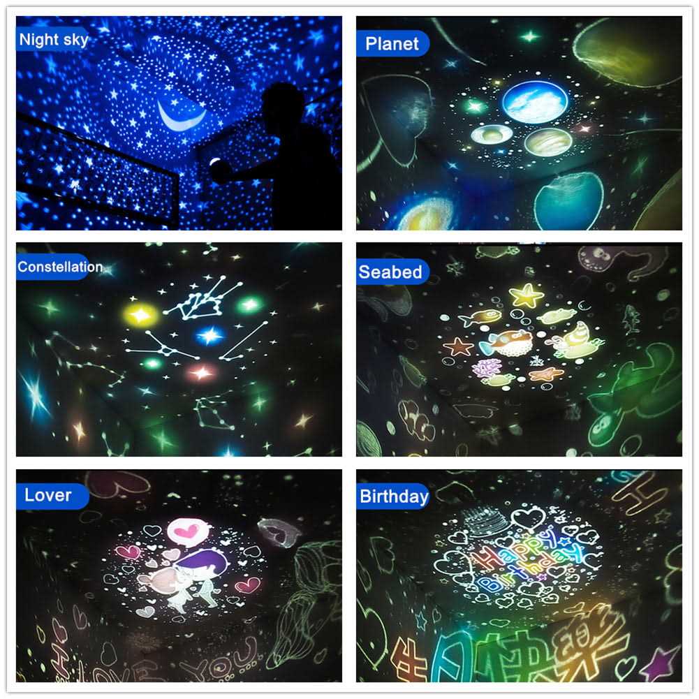 Winice Remote Control and Timer Design Seabed Starry Sky Rotating LED Star Projector for Bedroom