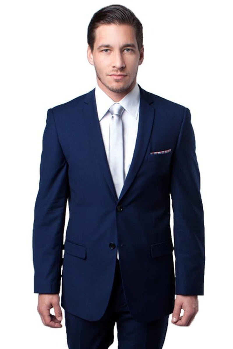 Men’s Basic 2 Button Slim Fit Wedding Suit in Dark Blue