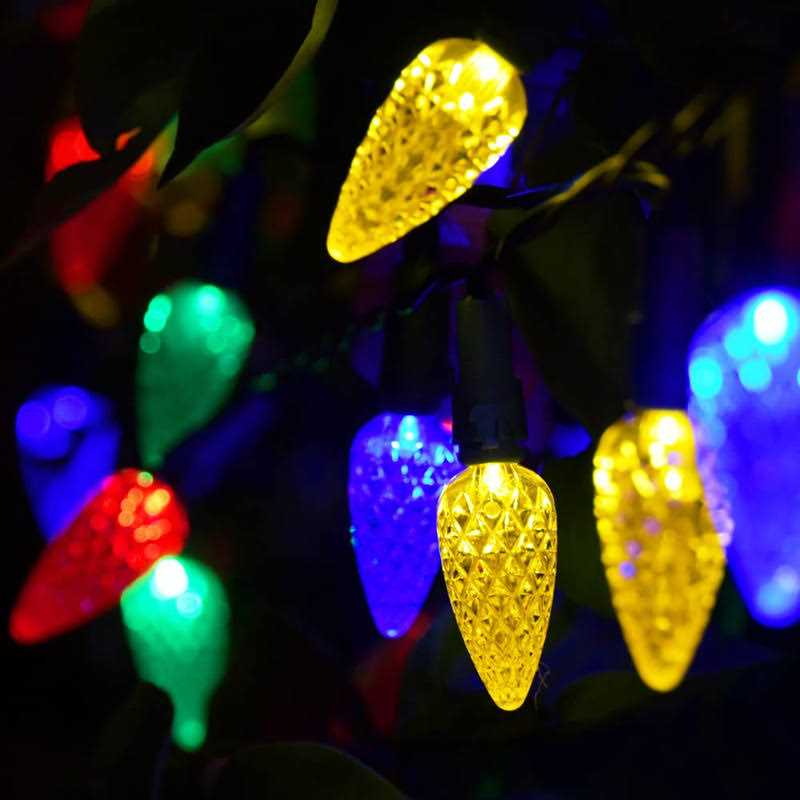 23FT C6 Strawberry Solar Christmas Lights Outdoor,50 LED Xmas Tree String Lights,Waterproof Christmas Decorations Garden Lights for Outside Yard