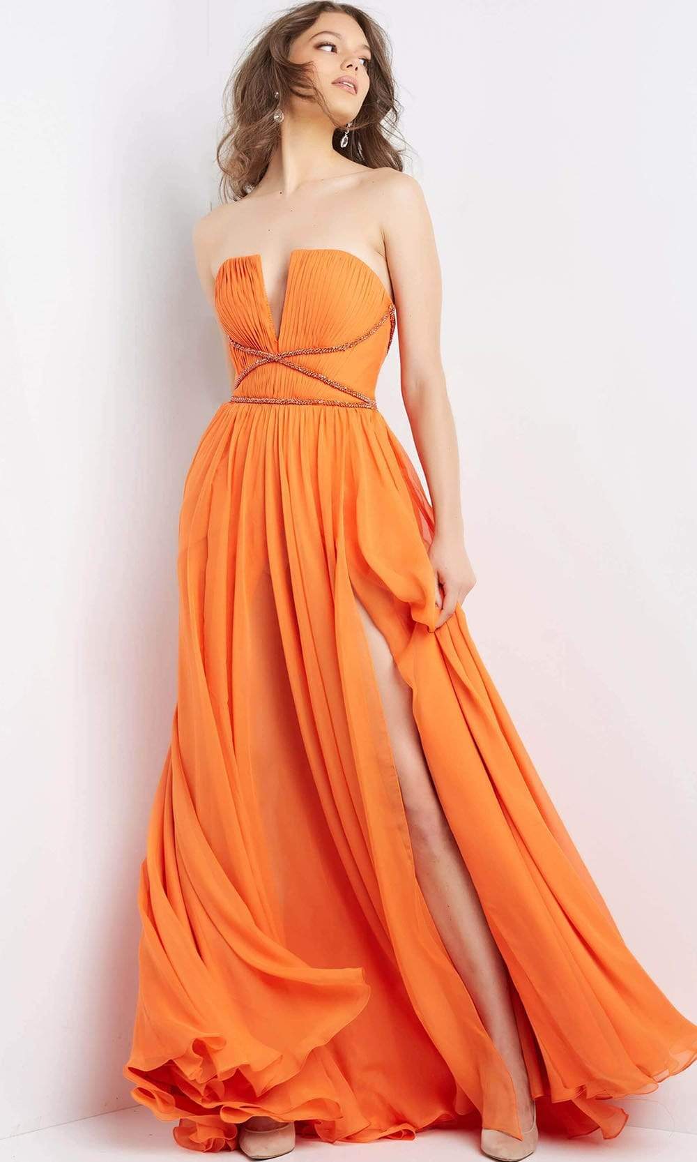 05971 Strapless Pleated Chiffon Gown
