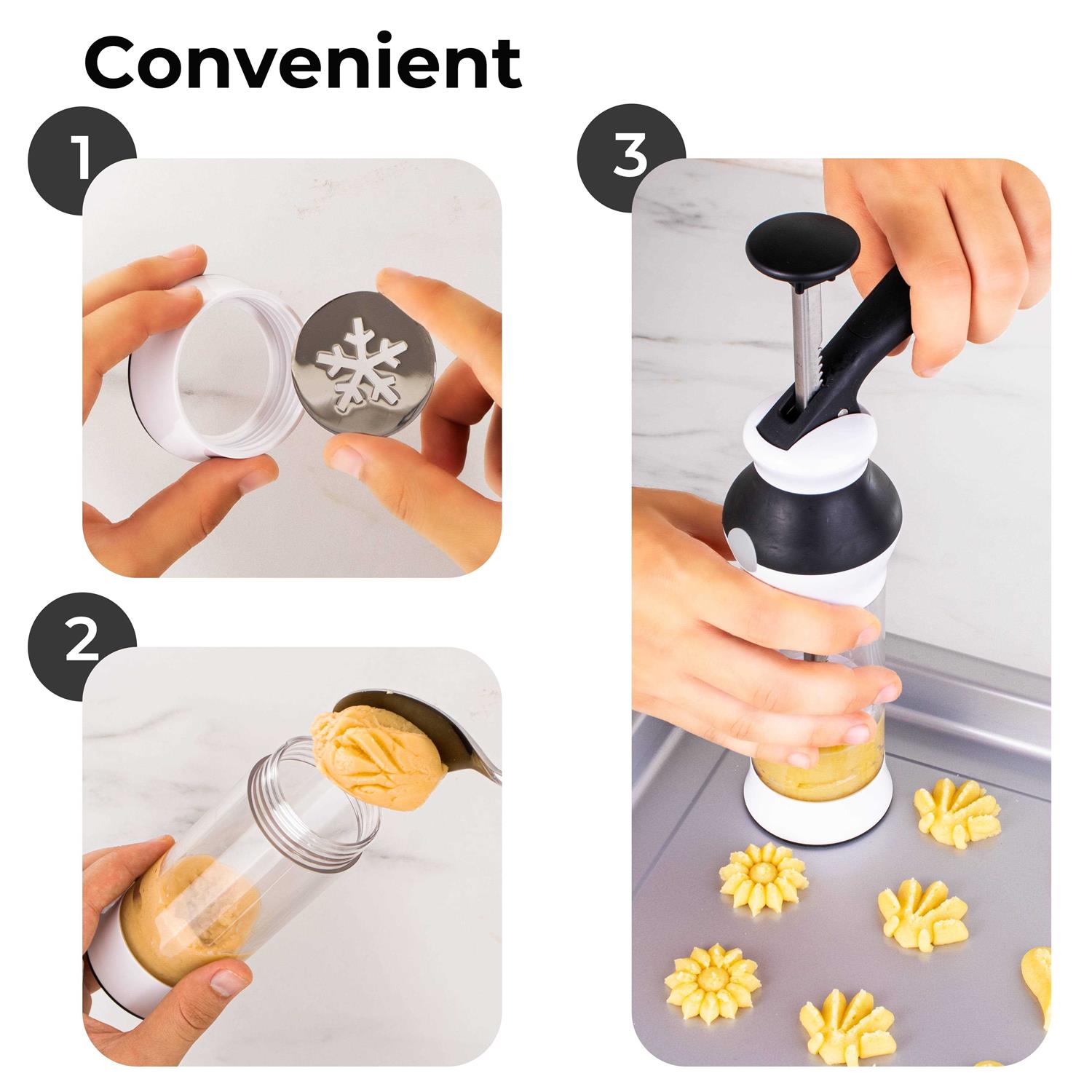 14-piece Cookie Press Set Stainless Steel Disks & Storage Case