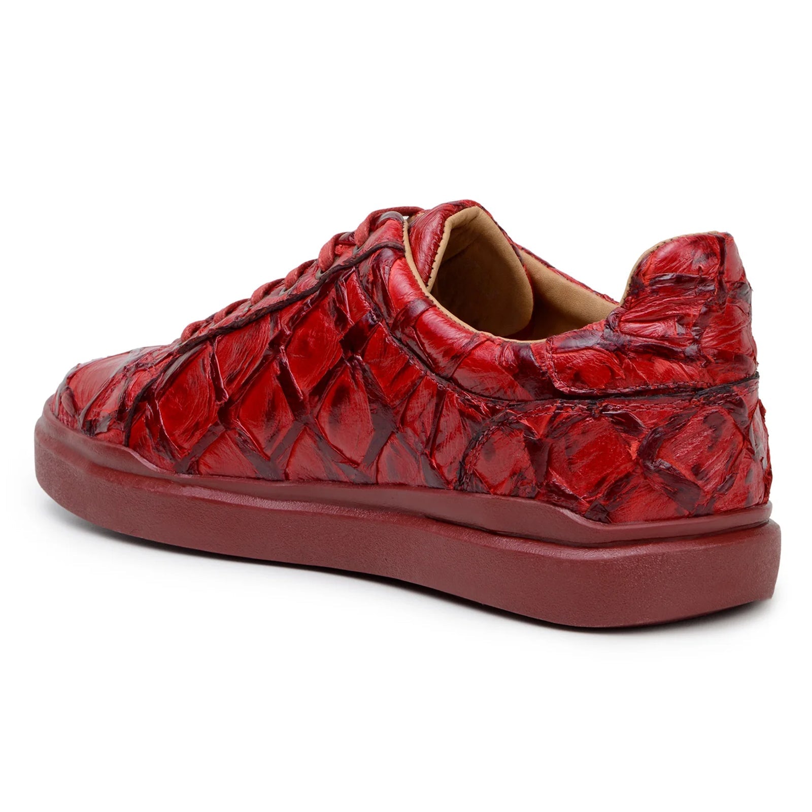 Men’s Belvedere Kingstone Genuine Pirarucu Dress Sneaker in Red