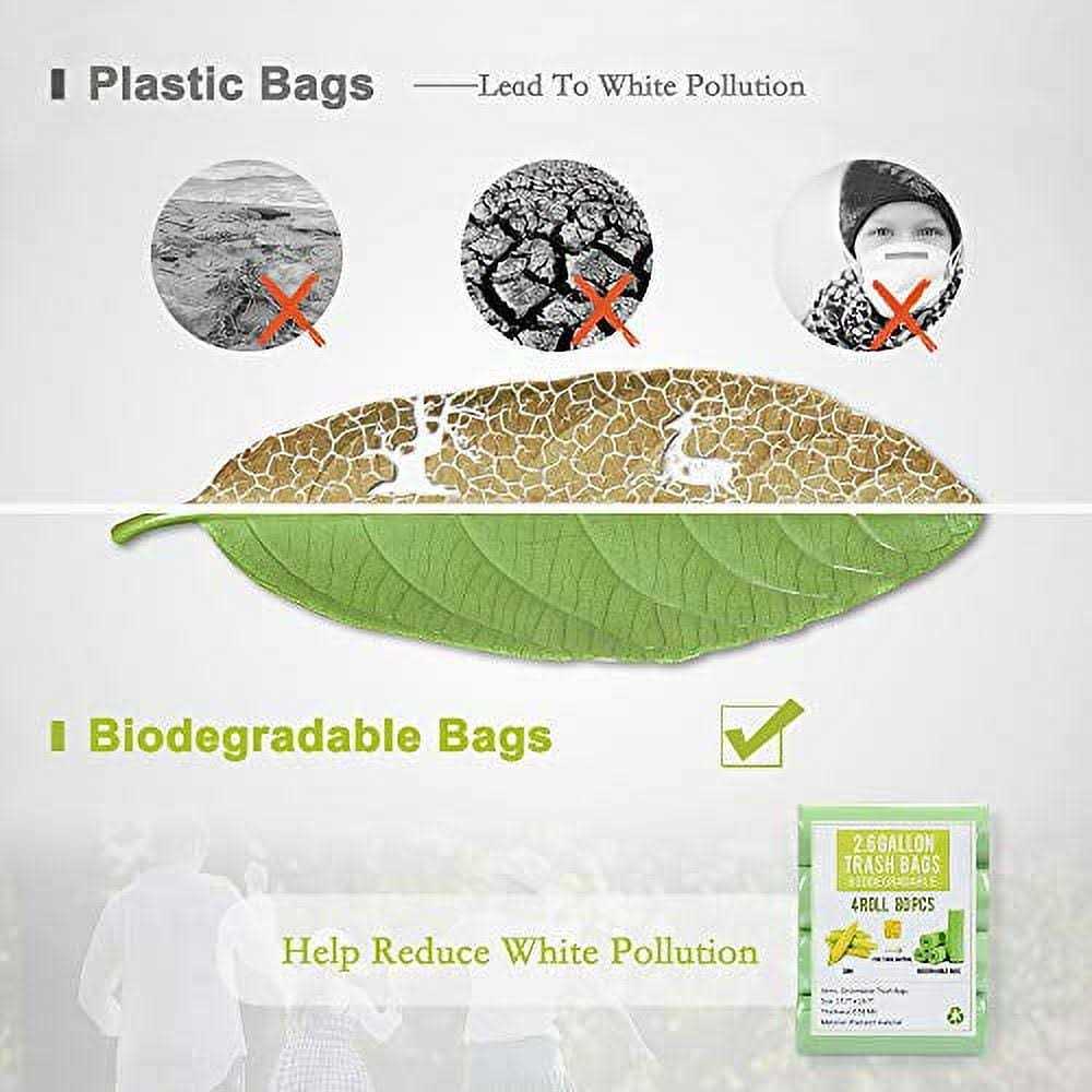 1.2 Gallon Small Garbage Bags Biodegradable 5 Liter Mini Compostable Strong Bathroom Trash Bags with Tear & Leak Resistant