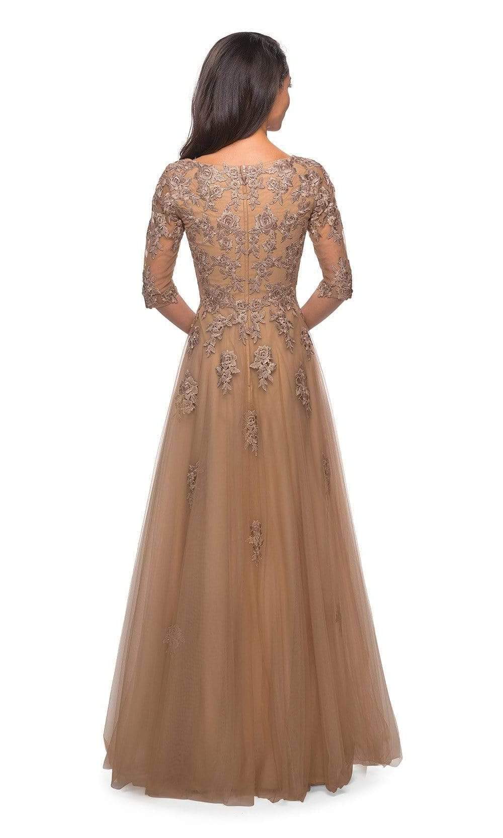 27977 Embroidered Tulle A-line Floral Gown