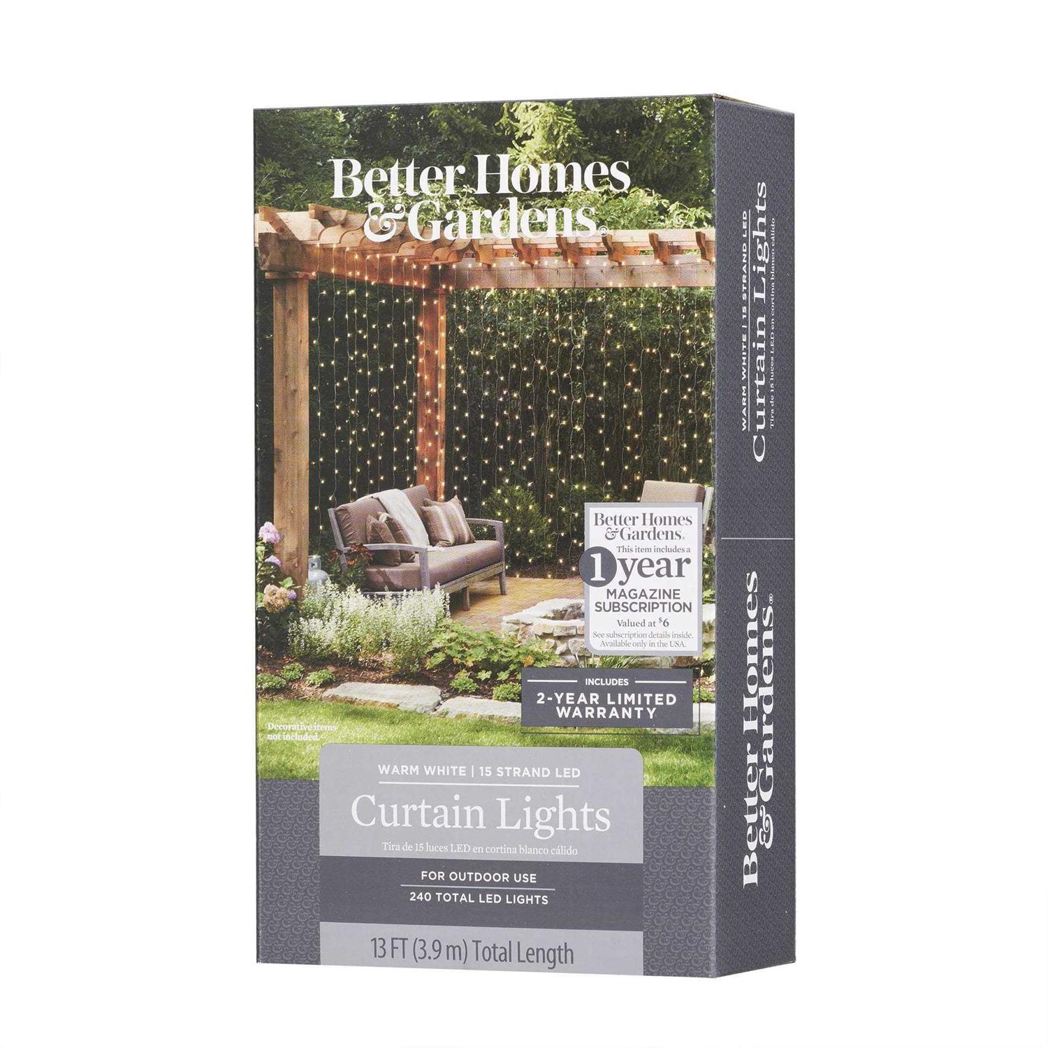 Better Homes Gardens 240-Count 15-Strand LED Curtain Lights