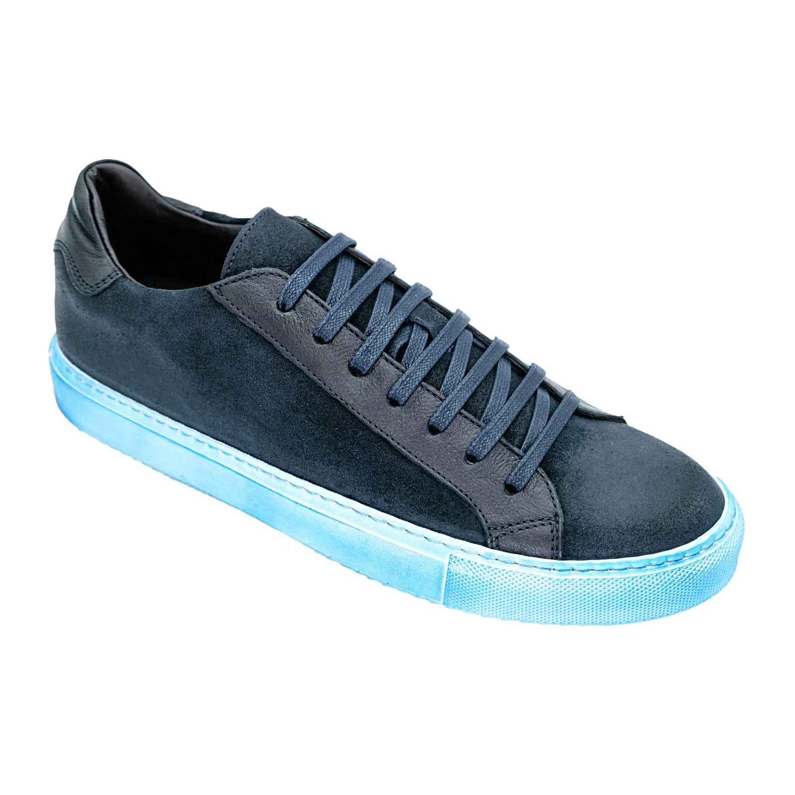 Men’s Belvedere Rino Waxed Suede Dress Sneaker in Blue