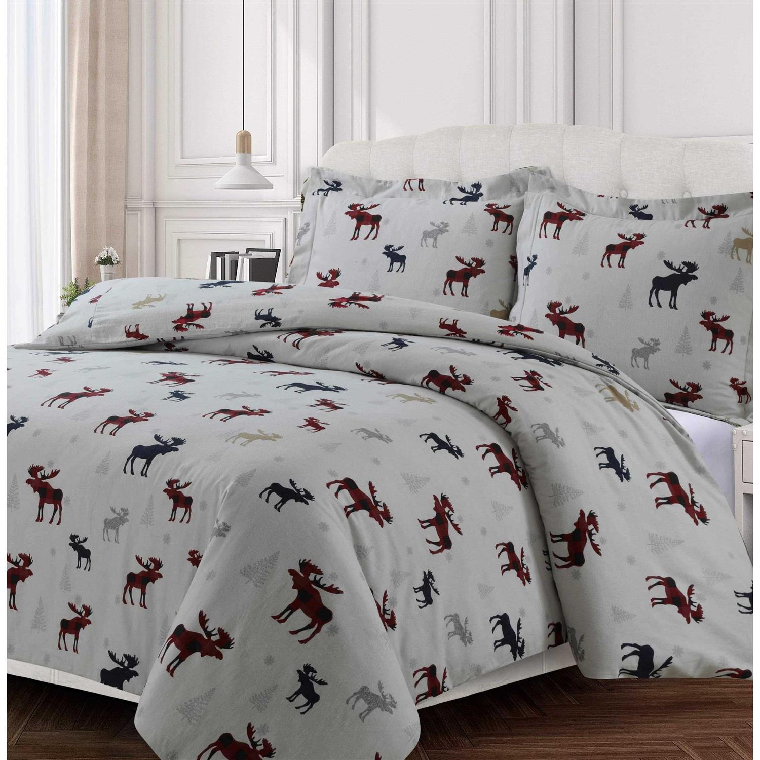 Tribeca Living 170-gsm Cotton Flannel Printed Oversized Duvet Set