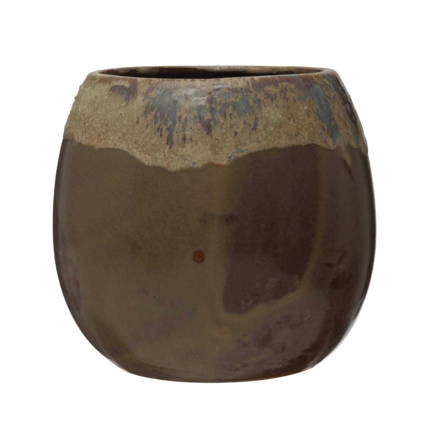 Bloomingville Bloomingville Stoneware Planter, Brown and Caramel Reactive Glaze