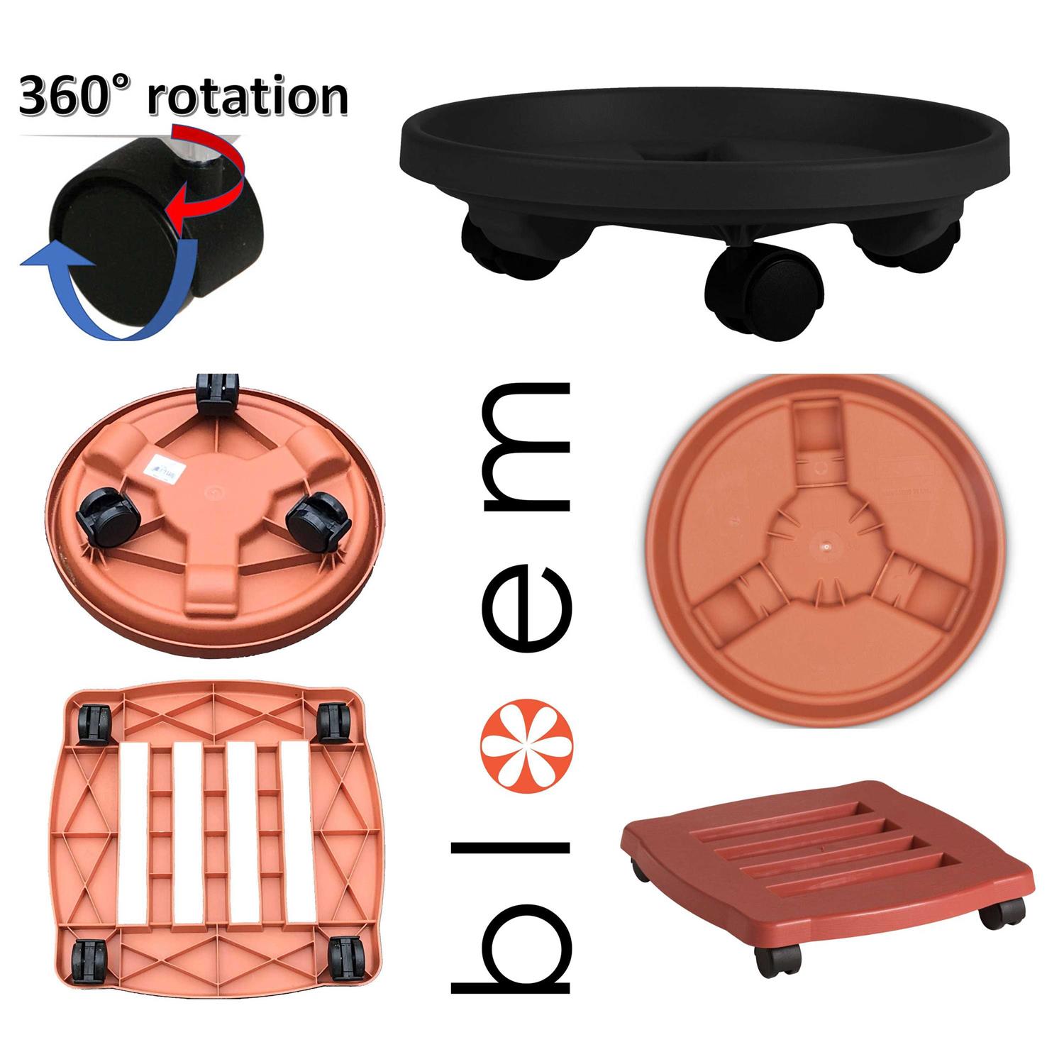 Bloem Round Plant Stand Saucer Tray Caddy with Wheels 12