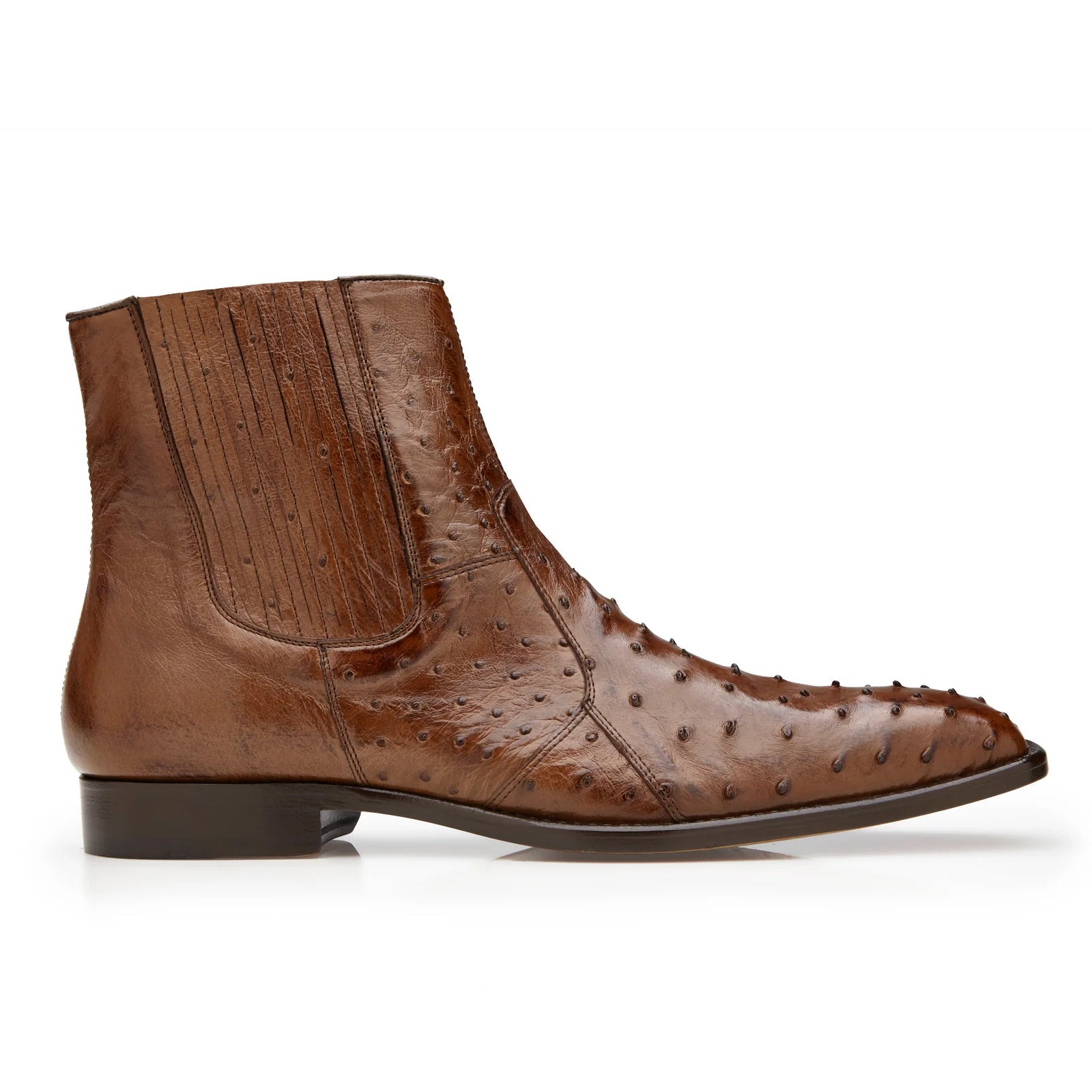 Men’s Belvedere Roger Ostrich Quill Dress Boot in Brown