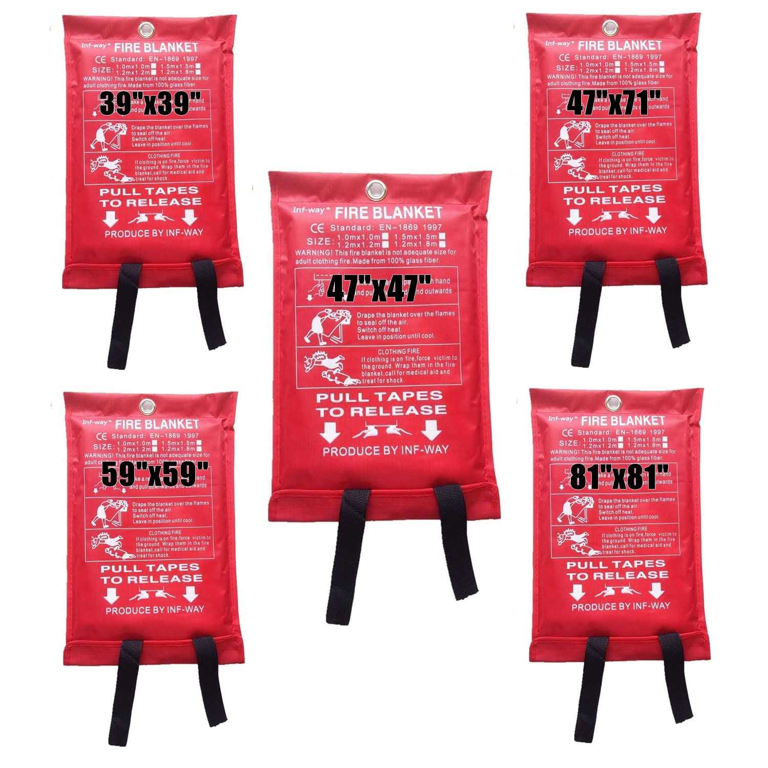 Inf-way Fire Blanket for Home, Fiberglass Fire Suppression Blanket for Kitchen, Flame Retardant Protection and Heat Insulation Emergency Fireproof