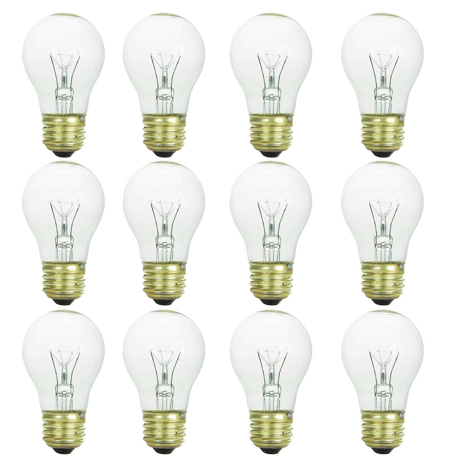 12pk Sunlite 60w A15 130v Medium Base Clear Appliance Light Bulb