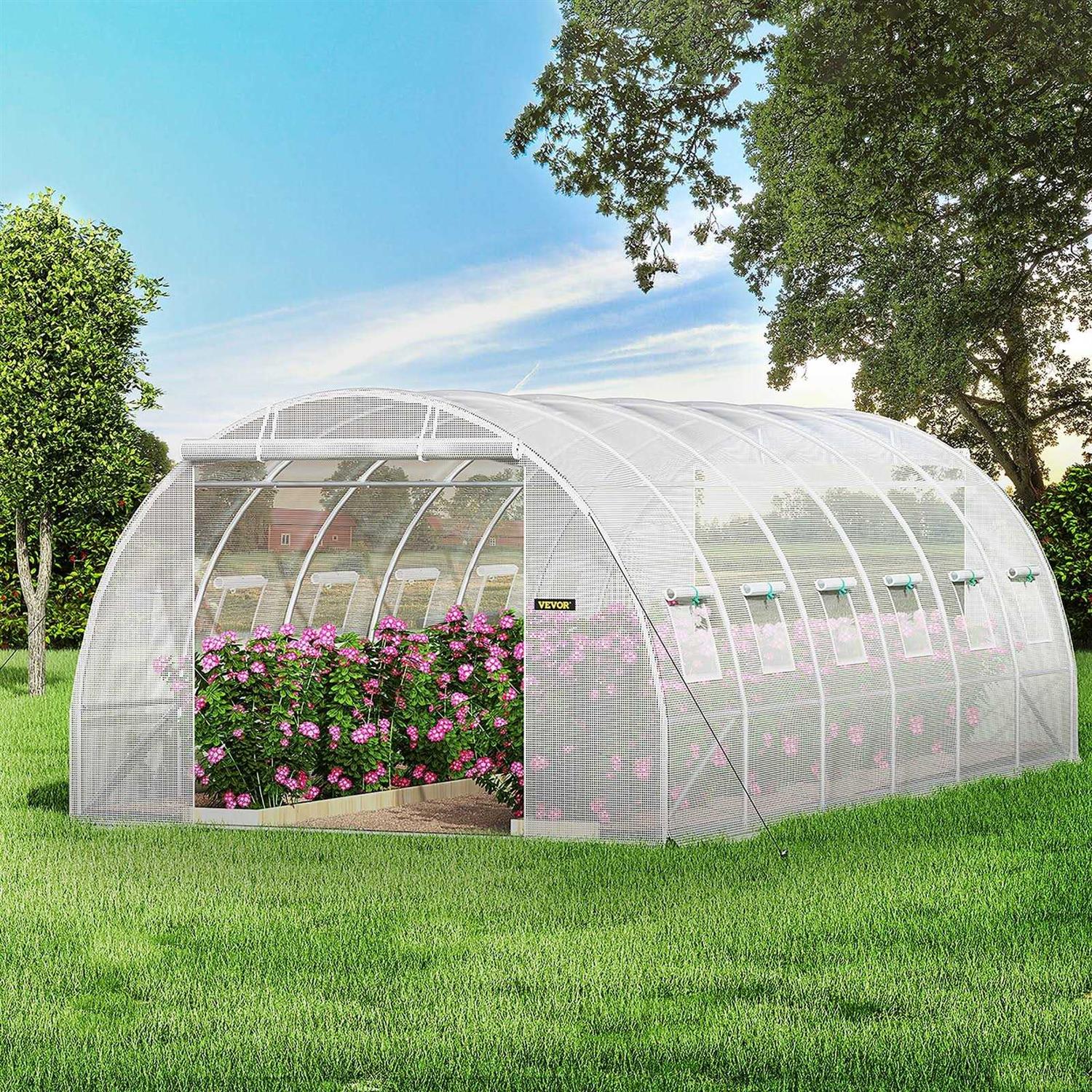 VEVOR Walk-in Tunnel Greenhouse 20 x 10 x 7 ft Portable Plant Hot House w/Zippered Door