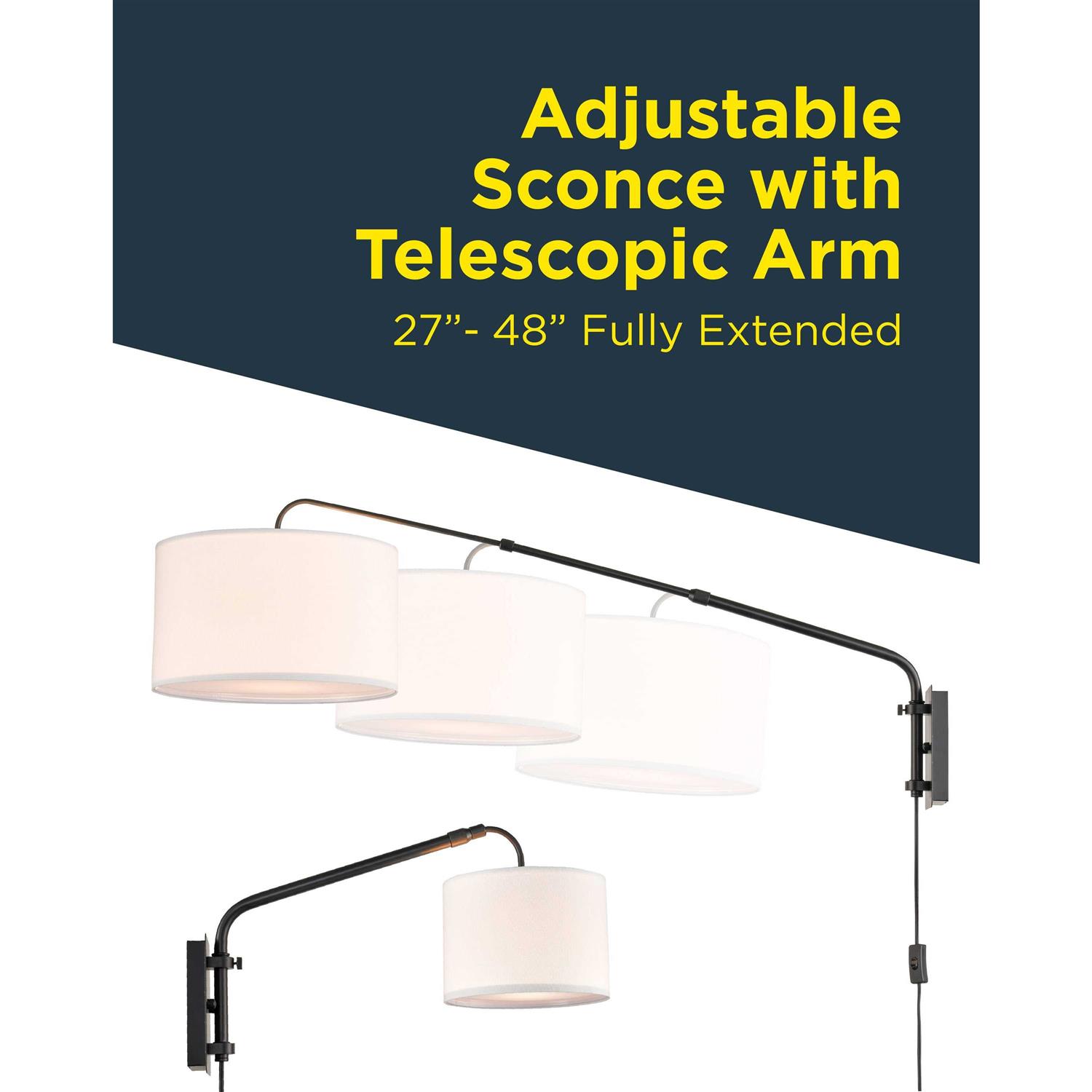 ART+LIGHT Adjustable Sconce Wall Mount Light with Telescopic Swing Arm