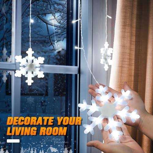 Aulanto Christmas Lights Outdoor Snowflake Lights LED Snowflake Icicle Lights Waterproof Drops