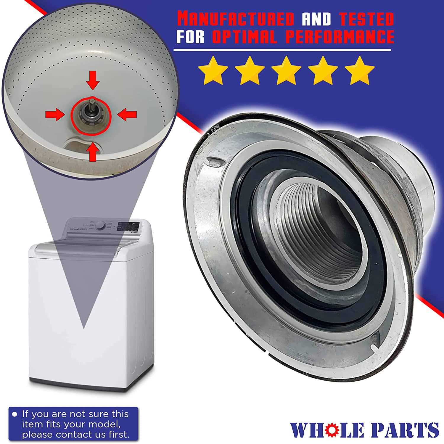 Whole Parts Washer Tub Stem & Seal Repair Kit Part # 6-2095720