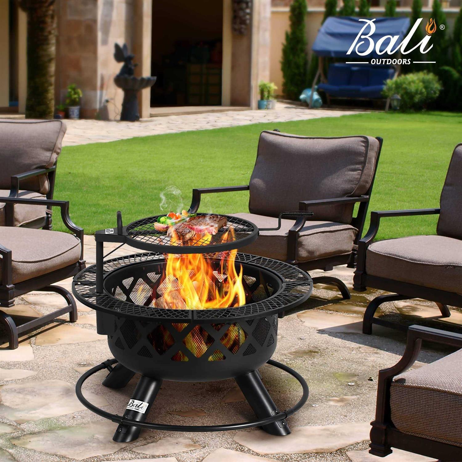 BALI OUTDOORS Wood Burning Fire Pit with Grill 32
