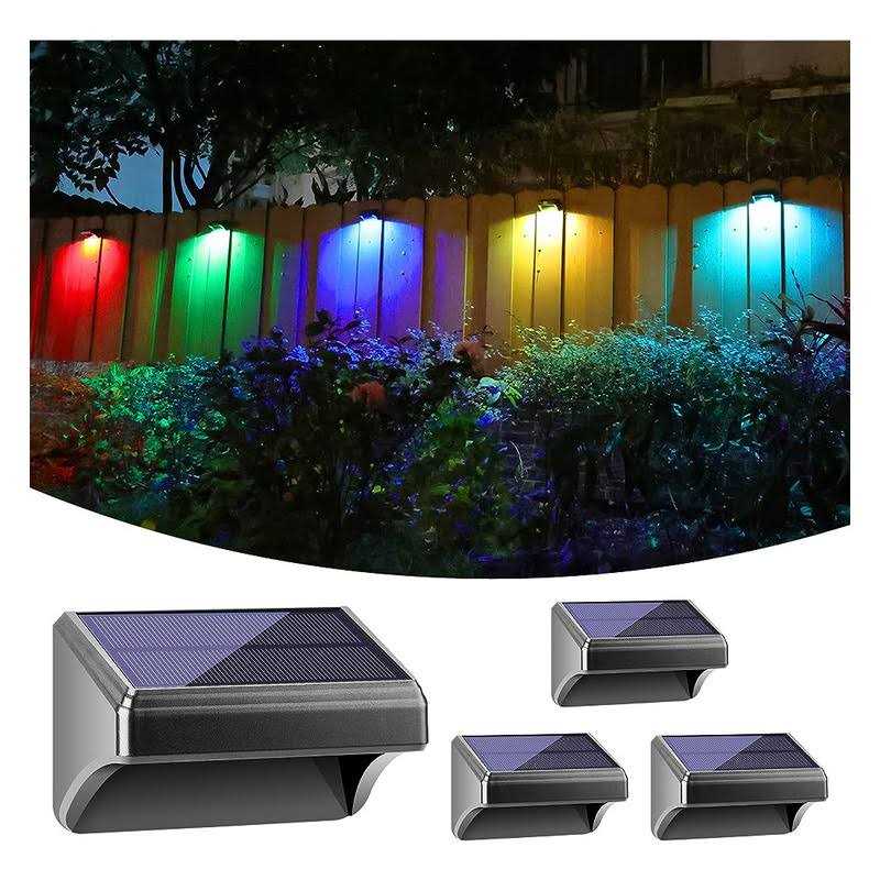 Bridika Solar Fence Lights Fence Lights Fence Solar Lights Outdoor Waterproof Warm White & Color glow LED Solar Lights for Backyard