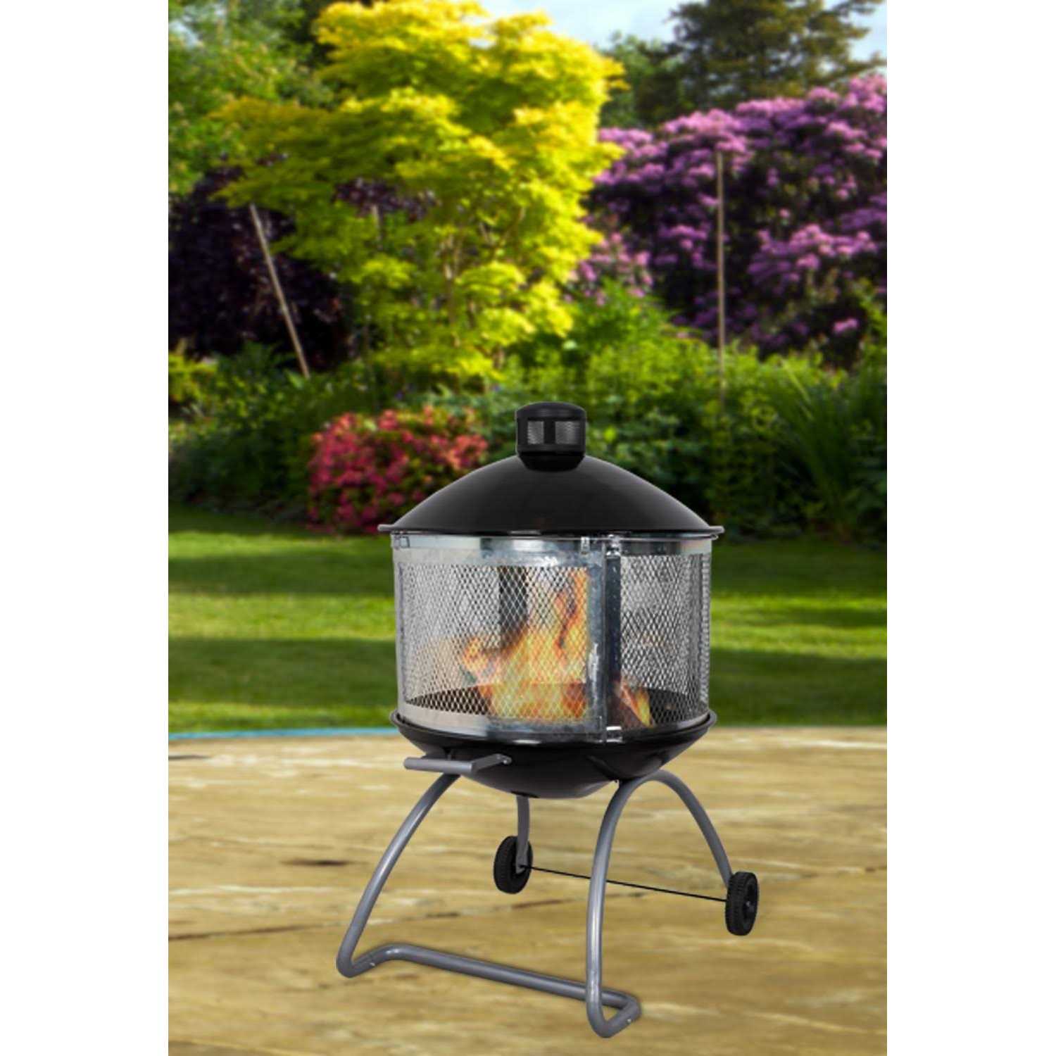 Living Accents 28 in. W Porcelain/Steel Round Wood Fire Pit