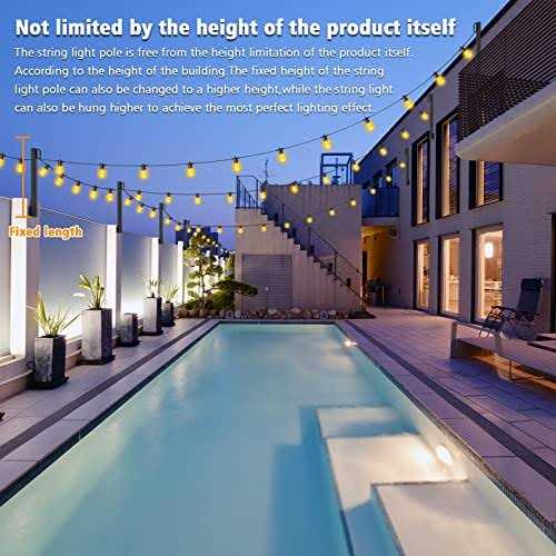 ailbton 4 Pack Suspension Outdoor String light poles for Outside String Lights hanging,with Clip and holder,light Post Mounting Stand for Patio