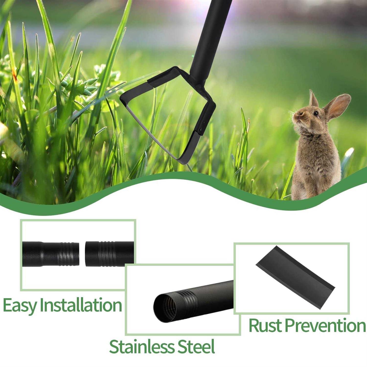 Weeding Hoe Gardening Tools Black Long Handle Heavy Duty Stainless Steel,Stirrup Hoe for Weeding and Loosening Soil