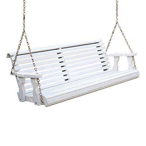 Amish Casual Heavy Duty 800 Lb Roll Back Treated Porch Swing with Hanging Cupholders