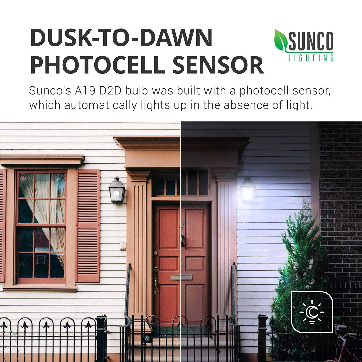 Sunco Lighting A19 Dusk to Dawn 9W LED Light Bulb