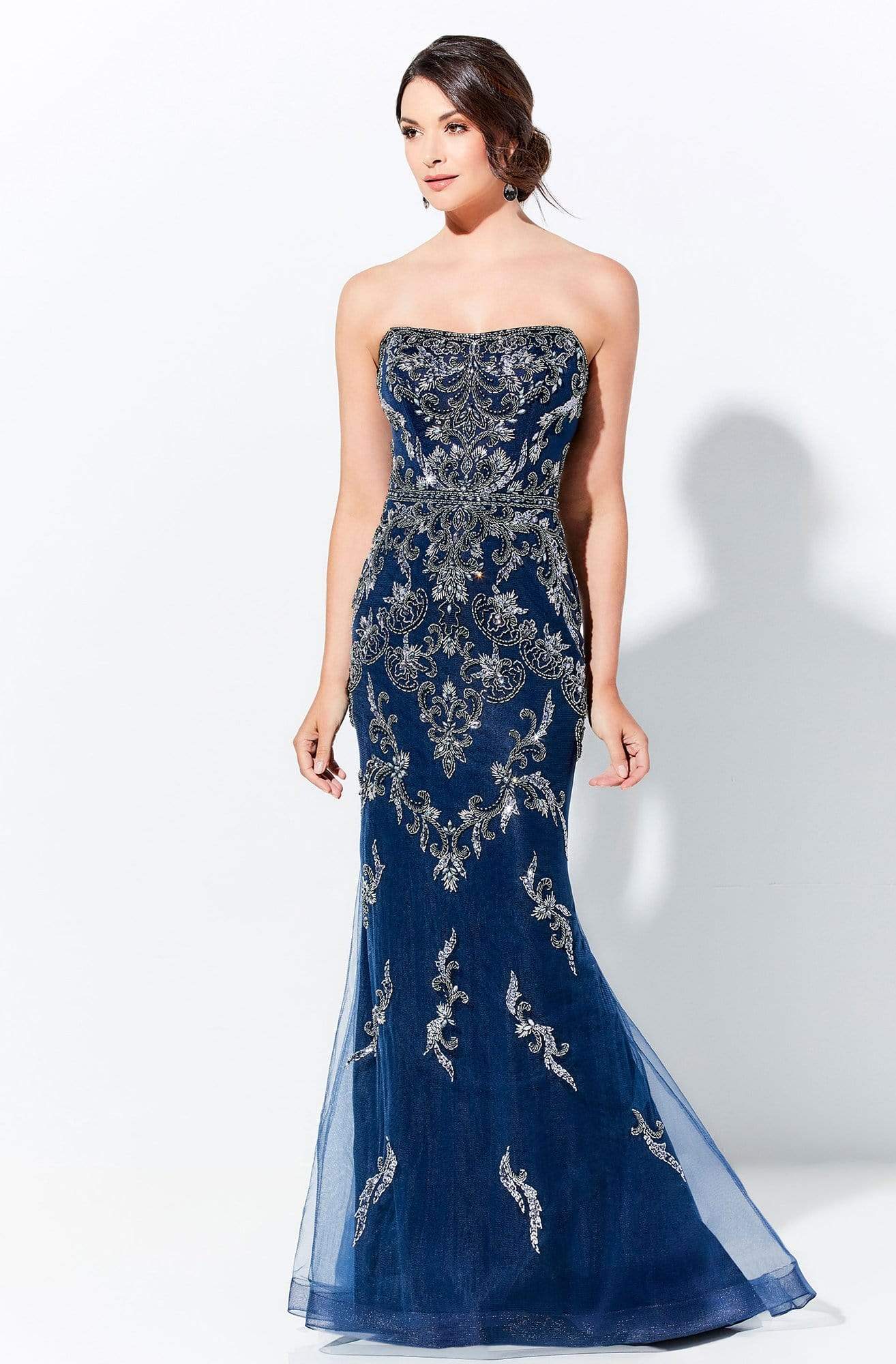 120D06 Strapless Straight Across Long Dress