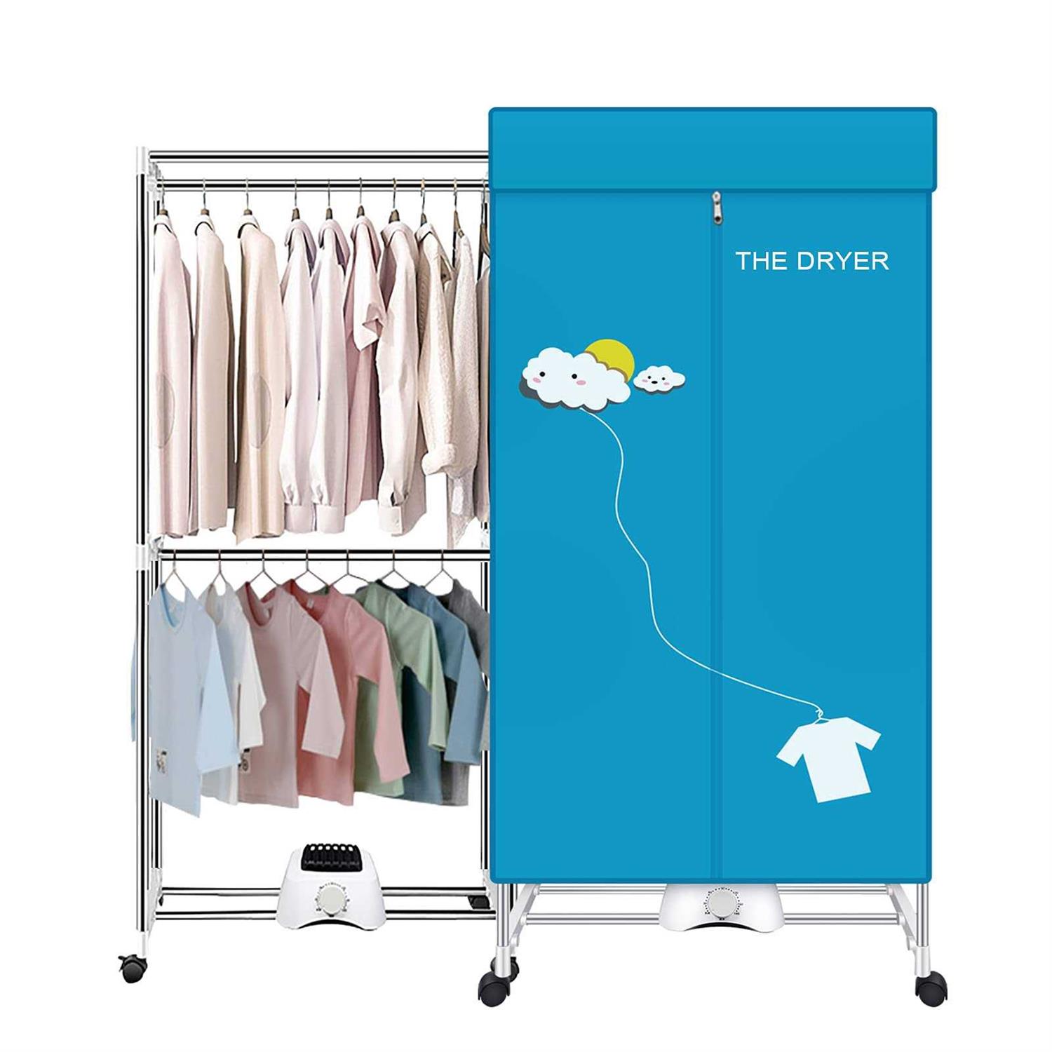 Xiaqing Portable Dryer,110V 1000w Electric Clothes Dryer Machine Double layer Stackable Clothes Drying Rack for Apartments