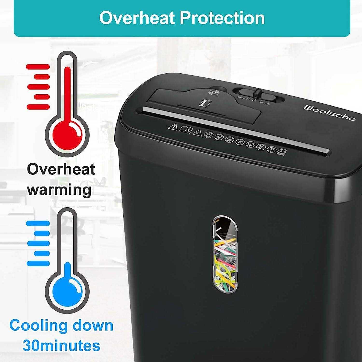 Woolsche Paper Shredder 10-Sheet Strip Cut with 3.17-Gallon Basket