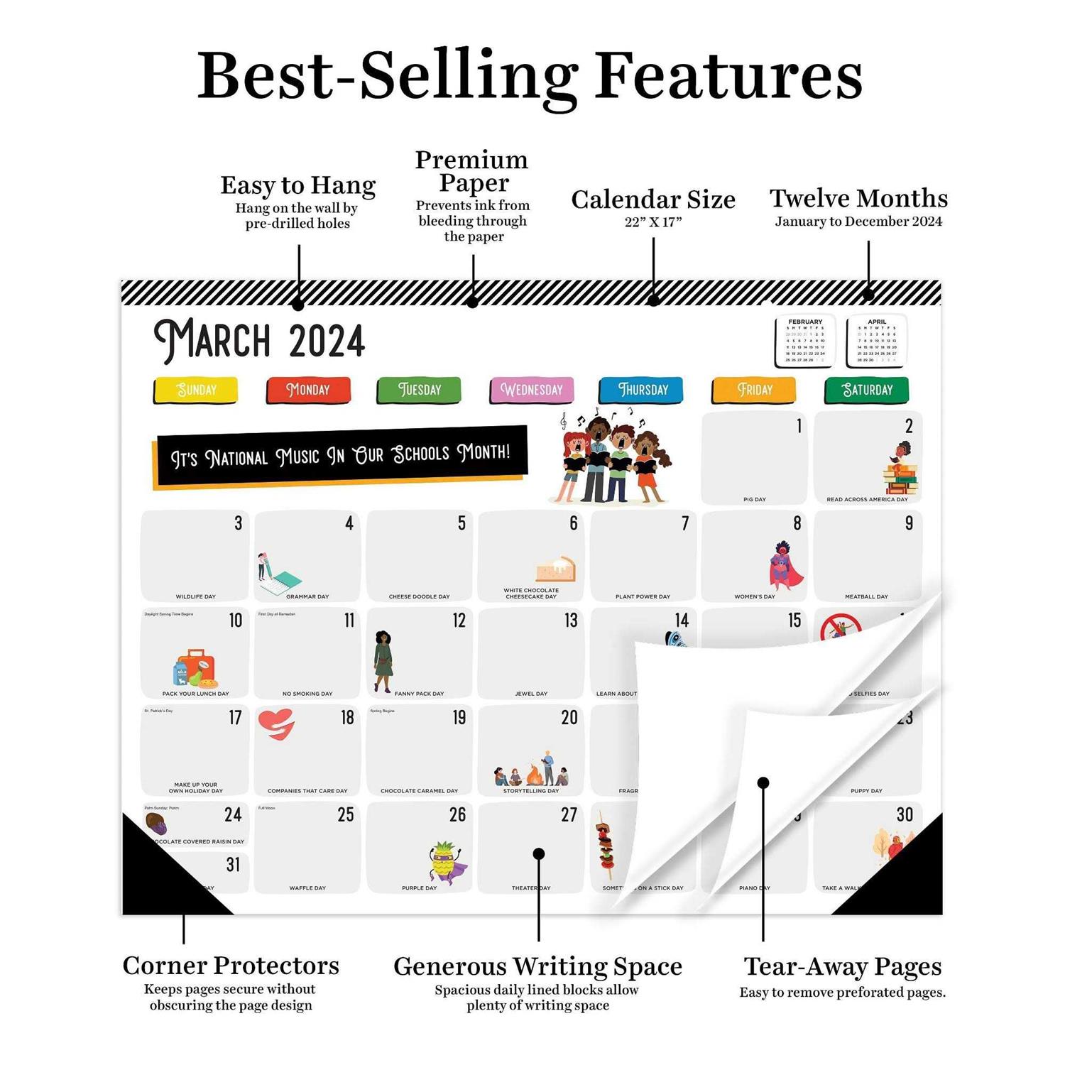 TF Publishing 2024 Every Day’s A Holiday Large Desk Pad Monthly Blotter Calendar