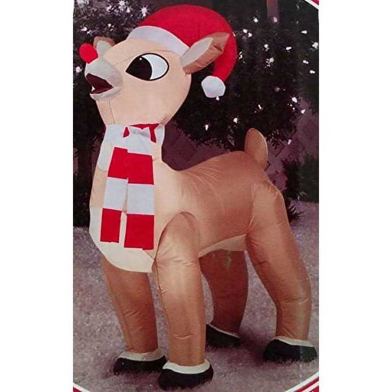 Airblown Standing Rudolph W Santa Hat & Scarf Iatable Gemmy Industries